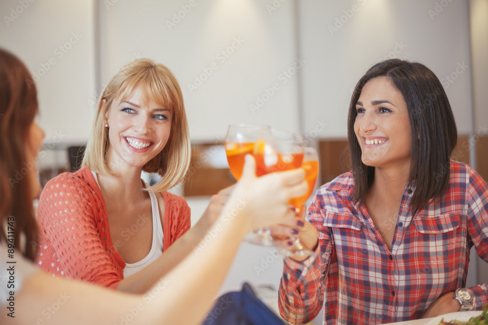 Female Friends Socializing At Home Female Friends Socializing At Home