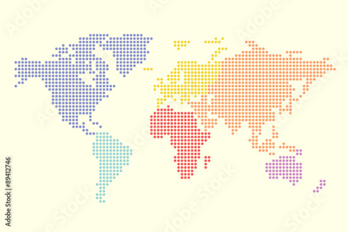 Colorful Pixel Continents Of The World