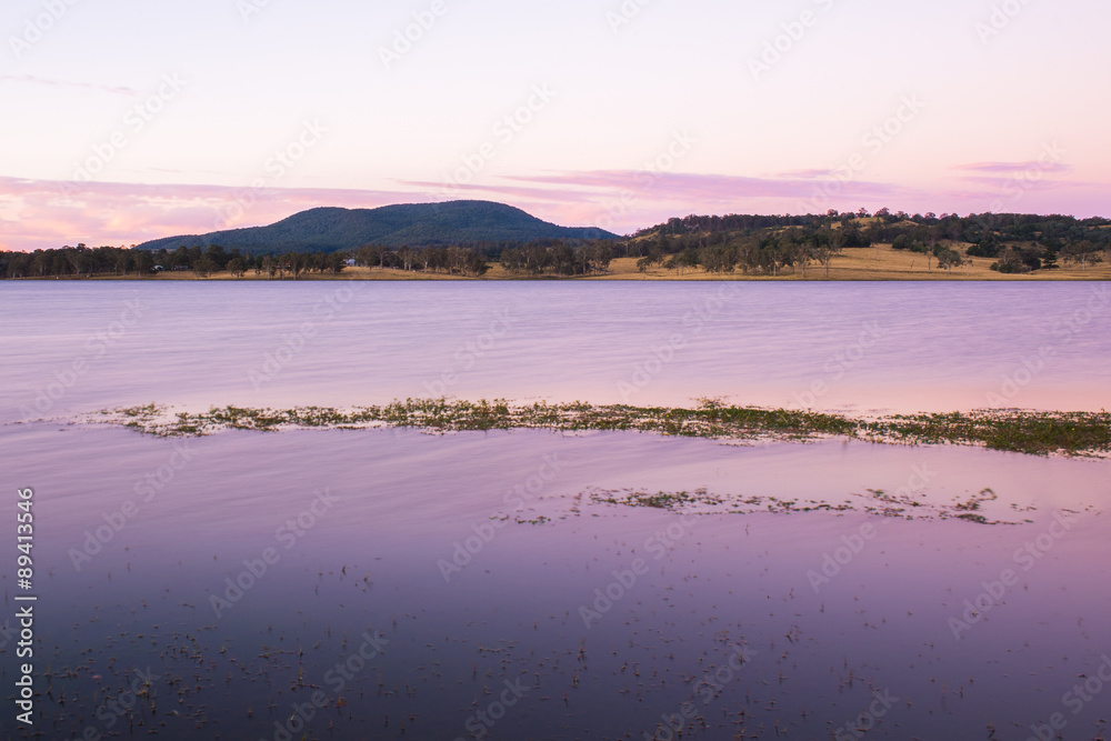 Beautifully rich coloured sunrise at Lake Moogerah in Queensland, Australia