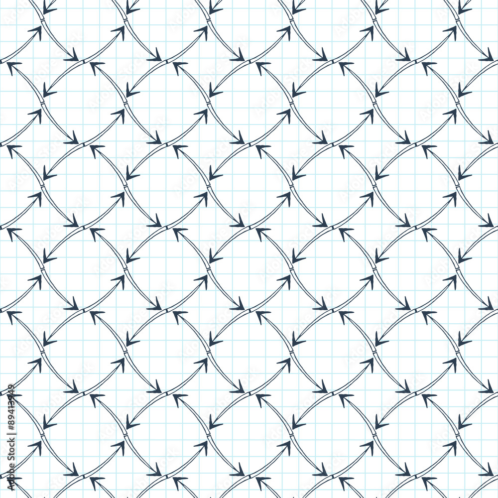 Naklejka premium Vector seamless pattern of arrows on graph paper