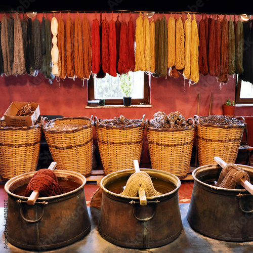 Old traditional dyeing yarn for carpets