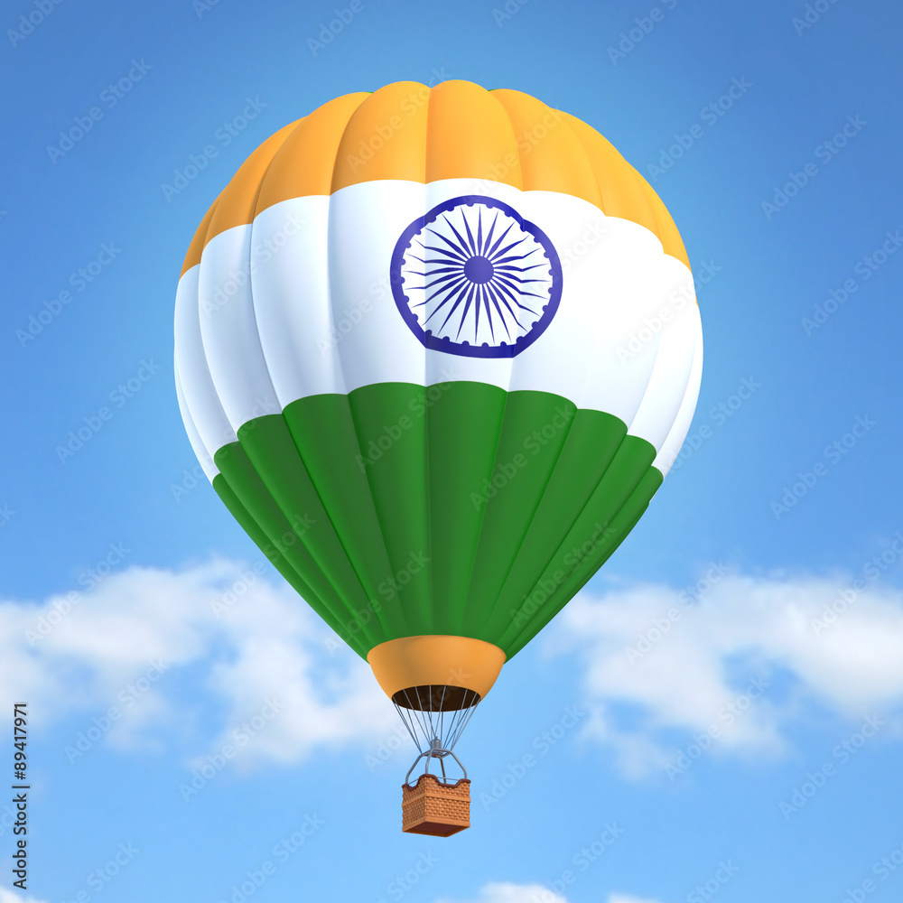 Obraz premium Hot air balloon with Indian flag