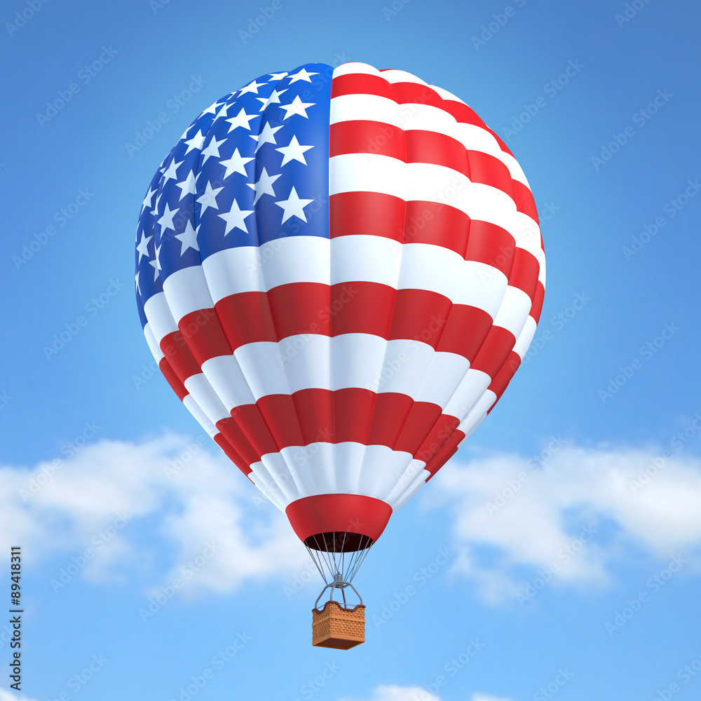 Obraz premium Hot air balloon with American flag