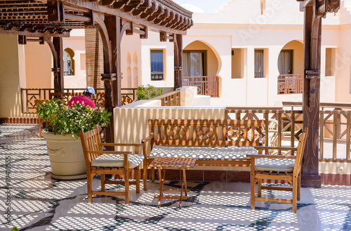 Outdoor seating area on a patio