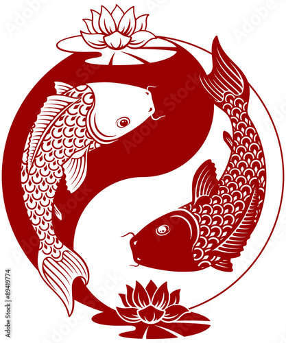 Yin Yang Koi fish vector illustration.