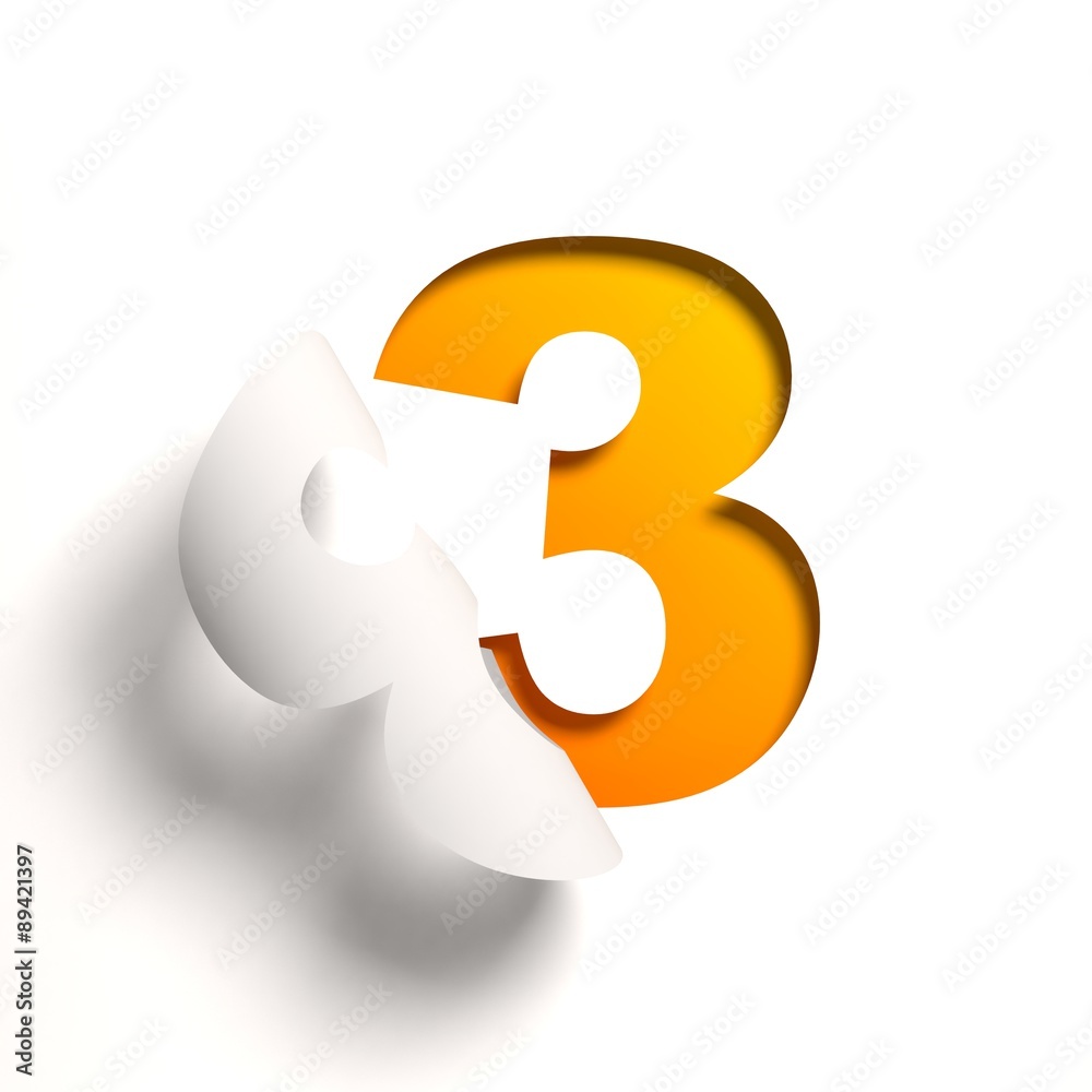 Curl paper font number 3 Curl paper font number 3