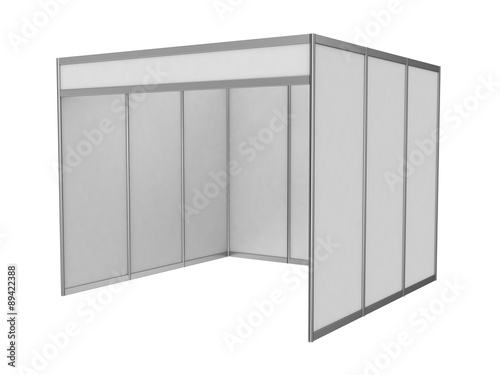 Exhibition stand with white walls, empty