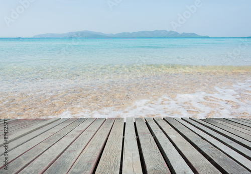 Beach Scene With Wooden Floor