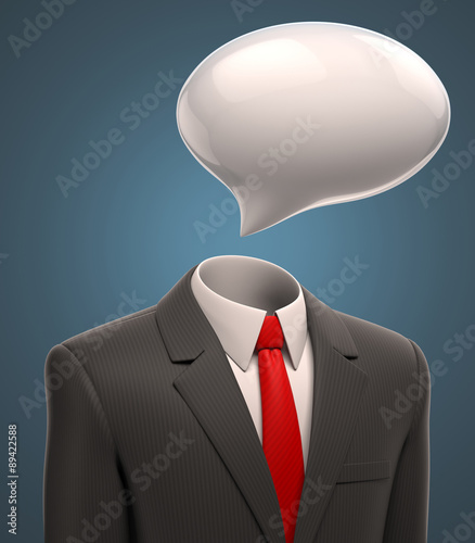business man with a speech bubble for a head