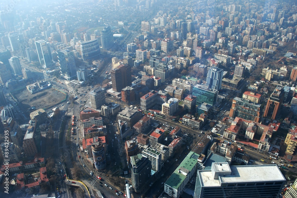 Fototapeta premium Amazing aerial view from Costanera Tower in Chile