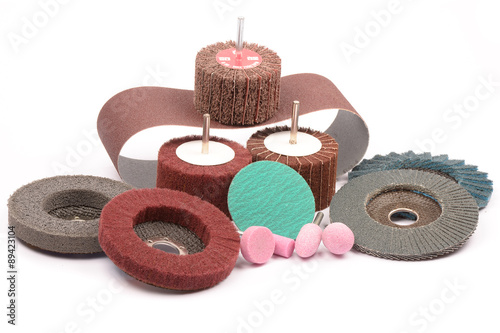 Abrasive wheels on a white background