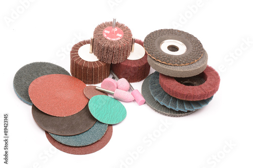 Abrasive wheels on a white background