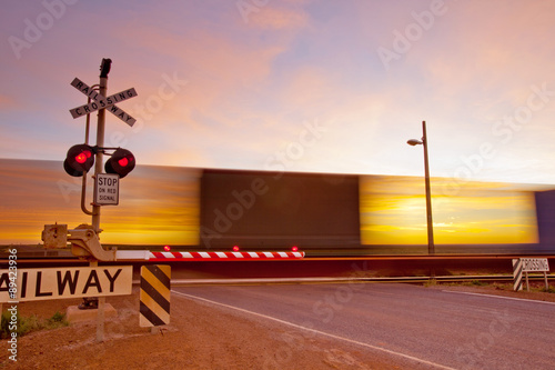 Train crossing. Pimba. South Australia.