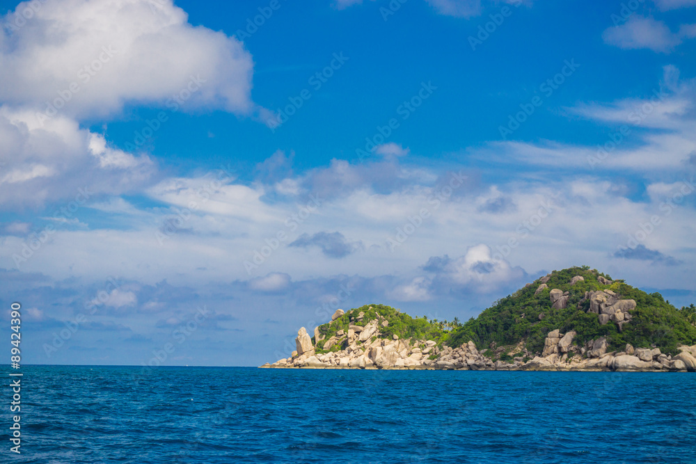 Rocks mountain and sea with blue sky