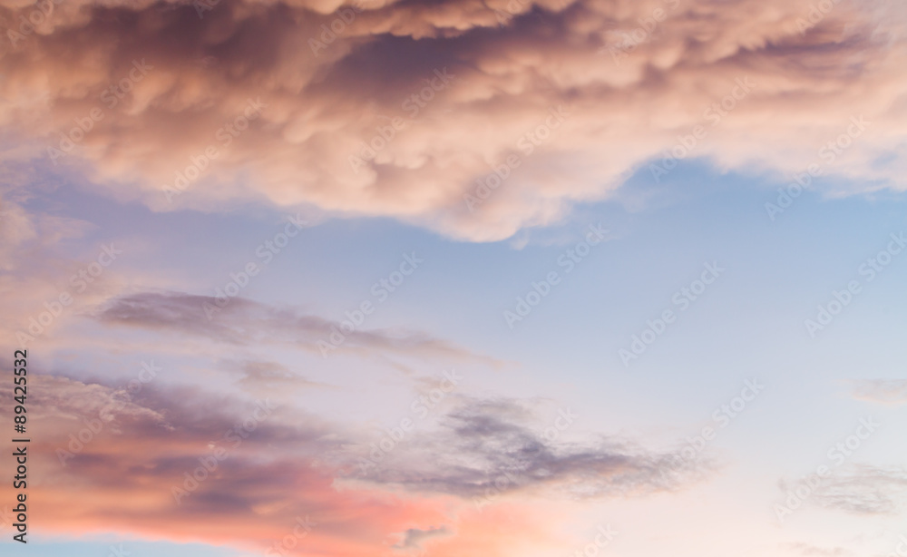 colorful dramatic sky with cloud at sunset