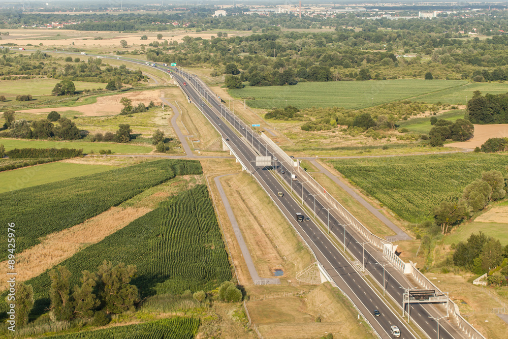 aerial view of the highway in Poland aerial view of the highway in Poland
