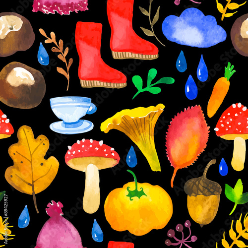 Vector Illustration with original watercolor background.