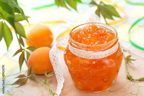 Apricot jam and  Fresh apricots