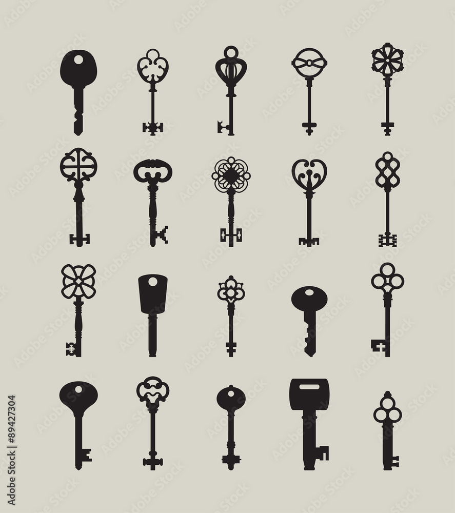 Vector Illustration of keys. Symbol set. Vector Illustration of keys. Symbol set.