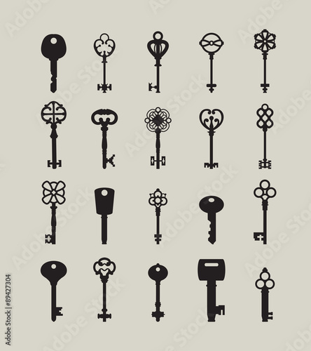 Vector Illustration of keys. Symbol set. © monamonash