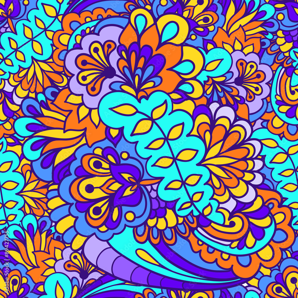 Seamless abstract hand-drawn floral background. Seamless abstract hand-drawn floral background.
