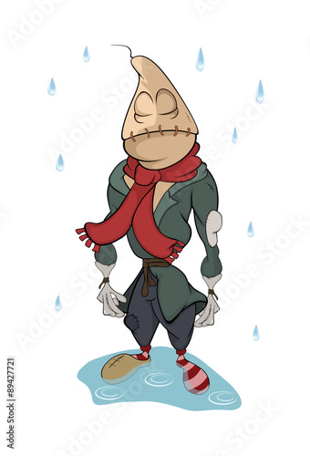 illustration of a funny scarecrow. Cartoon