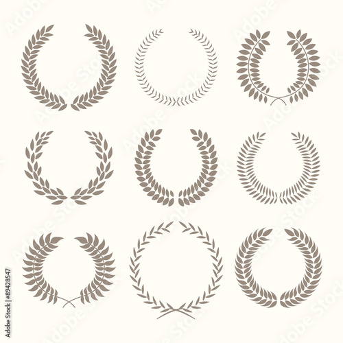 Vector illustration with laurel wreaths on white background.