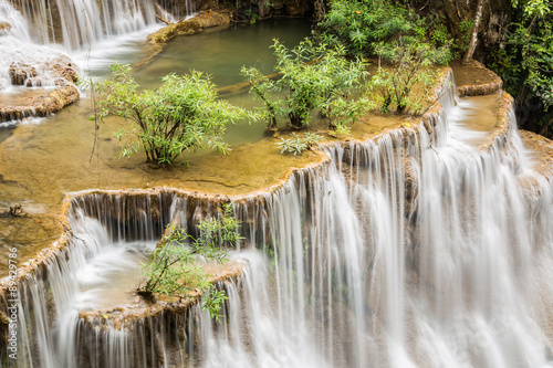 Huai Mae Khamin waterfall in deep forest  Thailand