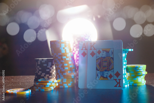 Cards and chips for poker
