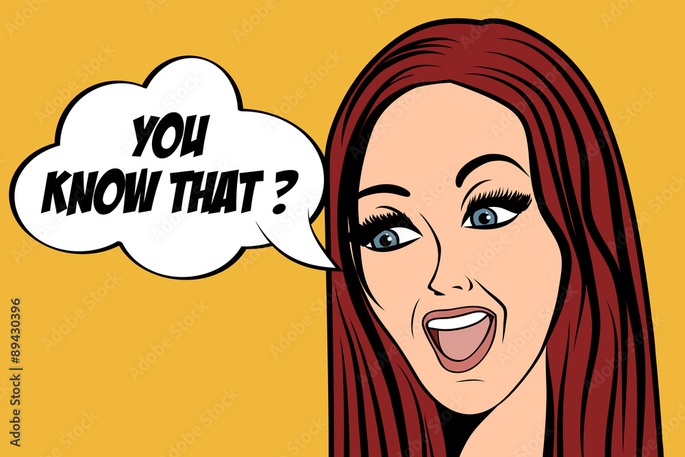 cute retro woman in comics style with message cute retro woman in comics style with message