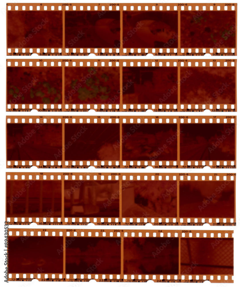 Realistic gritty scan of 35mm color negative film strips. - obrazy, fototapety, plakaty 
