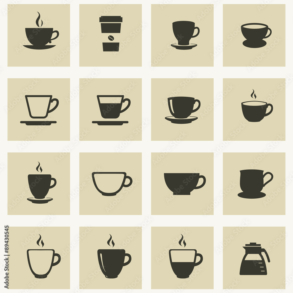 Coffee & tea icons set. Cups for coffee and tea. Coffee & tea icons set. Cups for coffee and tea.