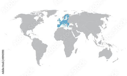 world map with indication of European Union