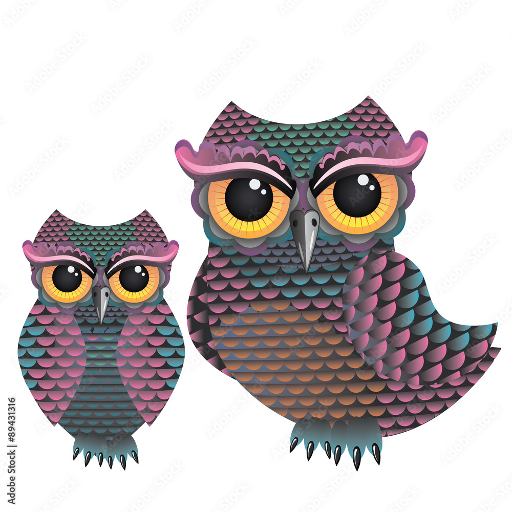 Fototapeta premium Pink and Blue Color Owl