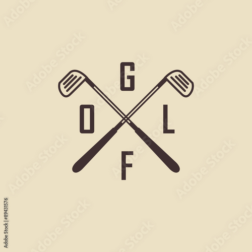 Golf. Emblems for golf with two crossed golf clubs, ball.Retro l