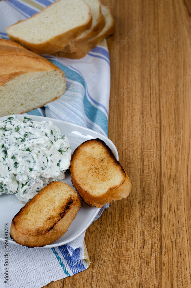 Naklejka premium Toasts with cottage cheese