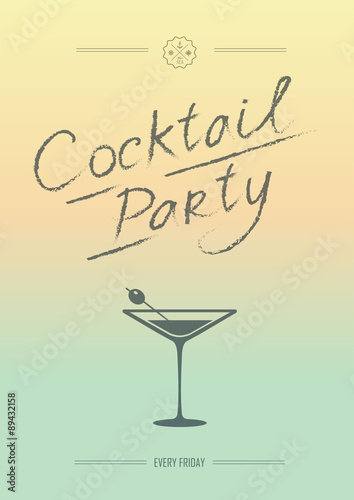 Vector illustration with cocktail party poster.