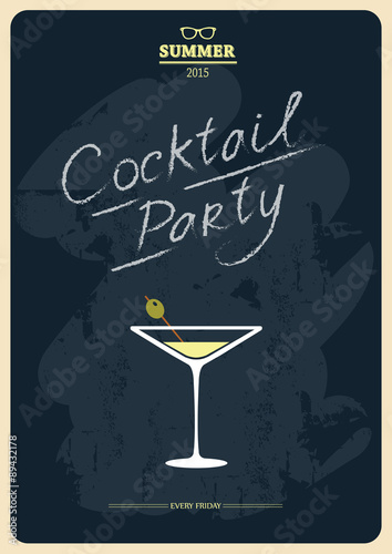 Vector illustration with cocktail on black background.
