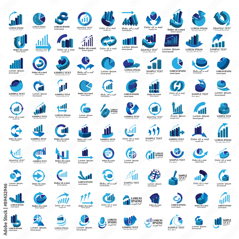 Fototapeta premium Graph Icons Set - Isolated On White Background - Vector Illustration, Graphic Design, Editable For Your Design