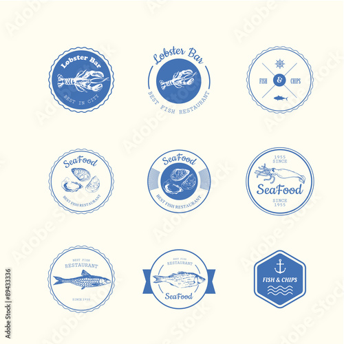 Vector Illustration with logo for fish restaurant or fish market