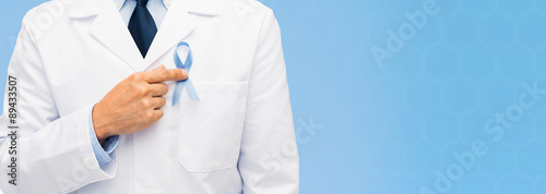 doctor hand with prostate cancer awareness ribbon