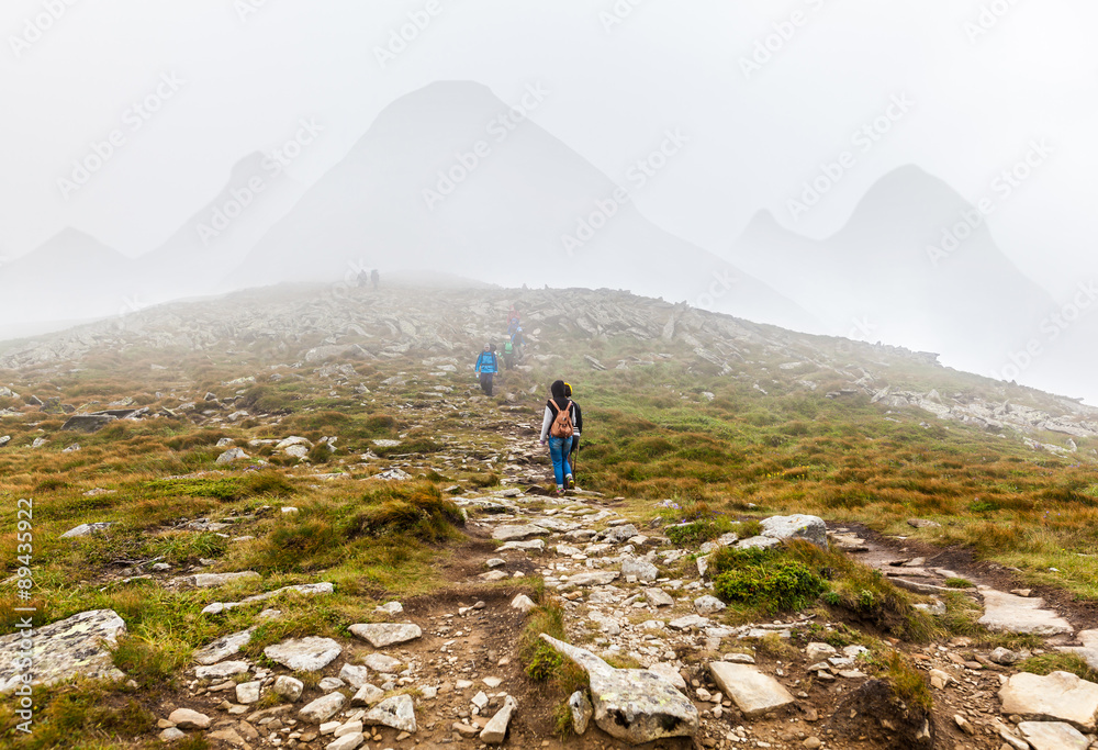 Tourists climb to the top of Hoverla Tourists climb to the top of Hoverla