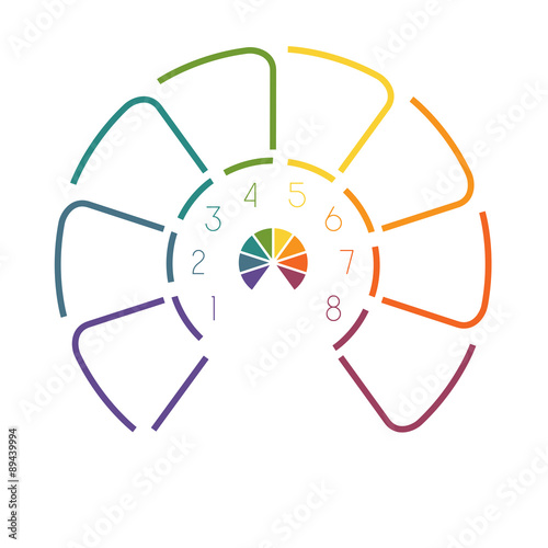  Lines Semicircle infographic 8 positions