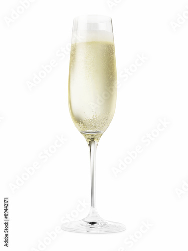 Champagne in glass cut out. - Stock Image
