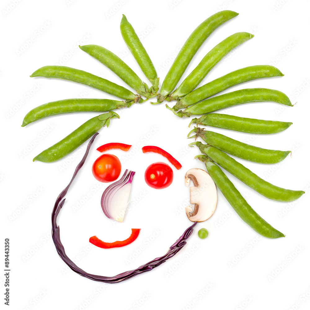 Happy human head made of vegetables Happy human head made of vegetables