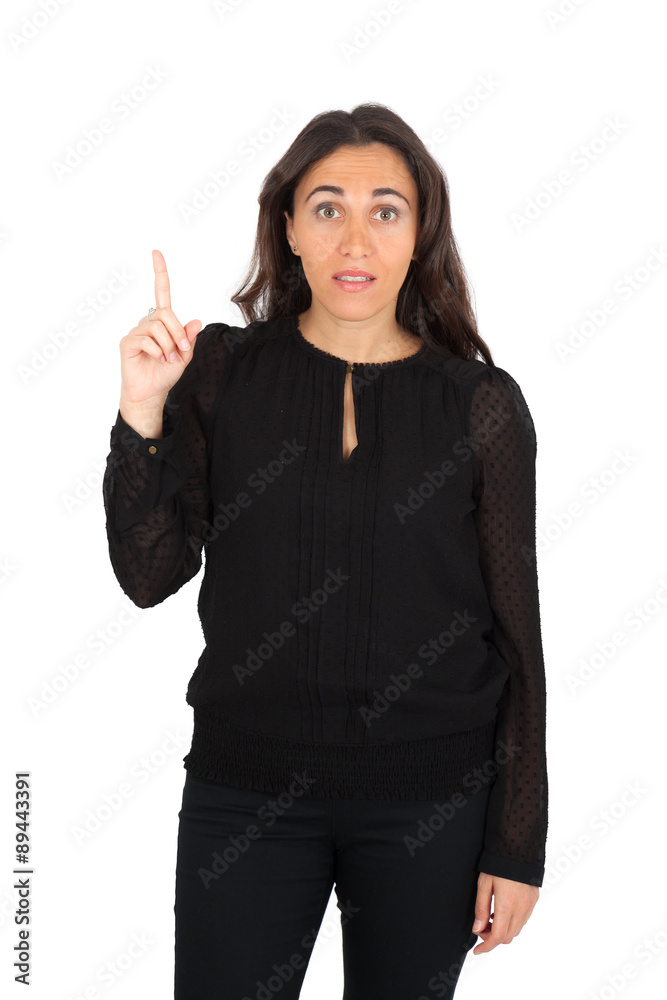 Beautiful woman doing different expressions in different sets of clothes: idea