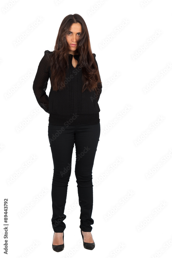 Beautiful woman doing different expressions in different sets of clothes: posing Beautiful woman doing different expressions in different sets of clothes: posing