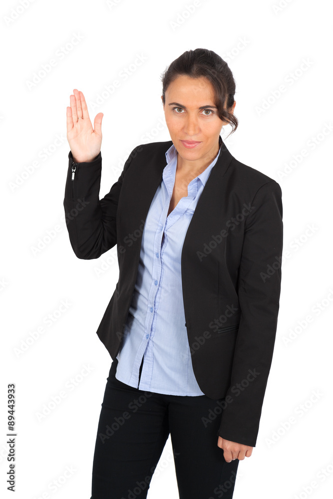 Beautiful woman doing different expressions in different sets of clothes: be careful Beautiful woman doing different expressions in different sets of clothes: be careful