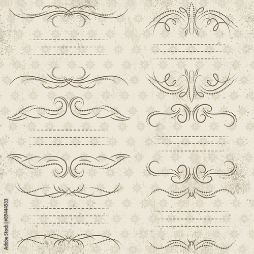 Calligraphy decorative borders, ornamental rules, dividers, vect
