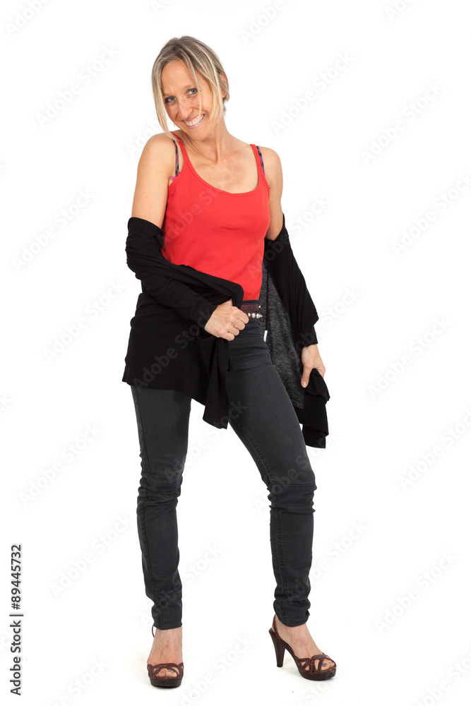 Beautiful woman doing different expressions in different sets of clothes: posing Beautiful woman doing different expressions in different sets of clothes: posing